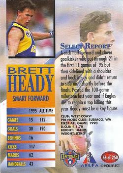 1996 Select AFL #56 Brett Heady Back